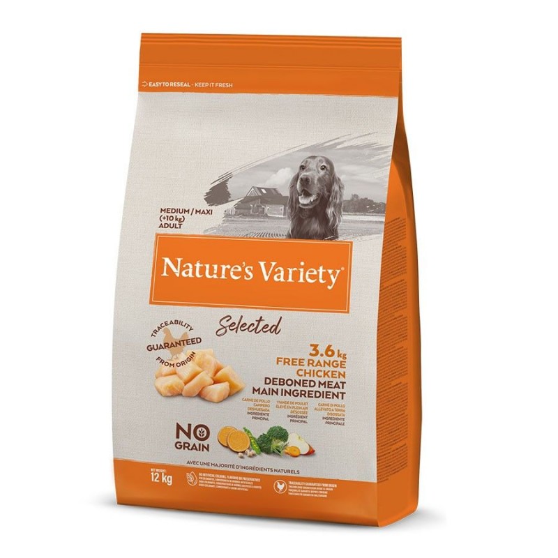 alimentation pour chien NATURES VARIETY SELECTED medium adulte poulet 12 kg NATURES VARIETY - 1