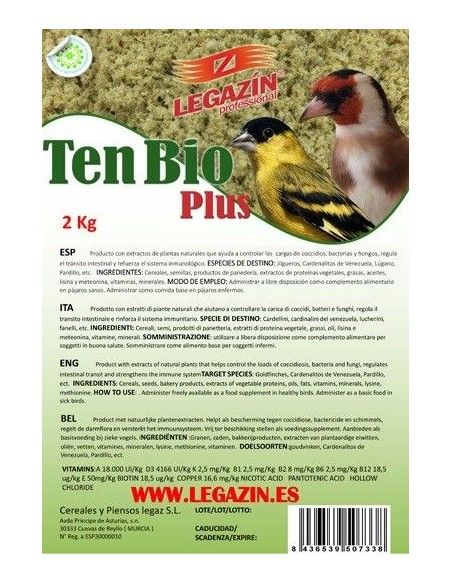 aliment complémentaire LEGAZIN TEN BIO pour jilgueros, sac 2 kg Legazin - 1