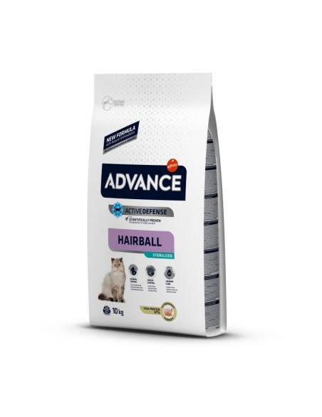 pienso para gatos esterilizados ADVANCE HAIRBALL 10 kg anti bolas de pelo