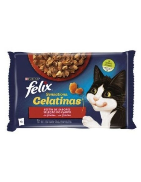 PURINA FELIX Sensations Gelatinas Selección de Carnes 4x85g