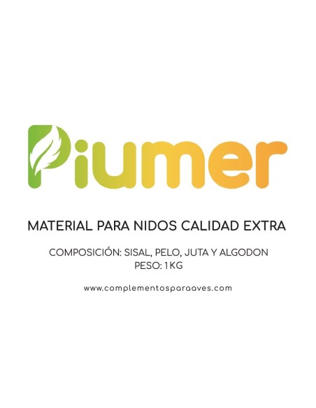 material para nidos PIUMER, sisal, pelo, juta y algodón 1 kg