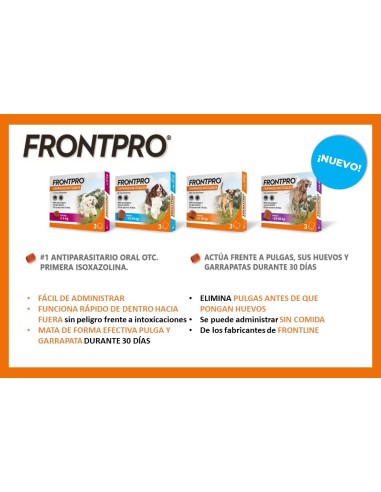 Frontpro Antiparasitario Para Perros, 3 Comprimidos Masticables 2-4 Kg (S)