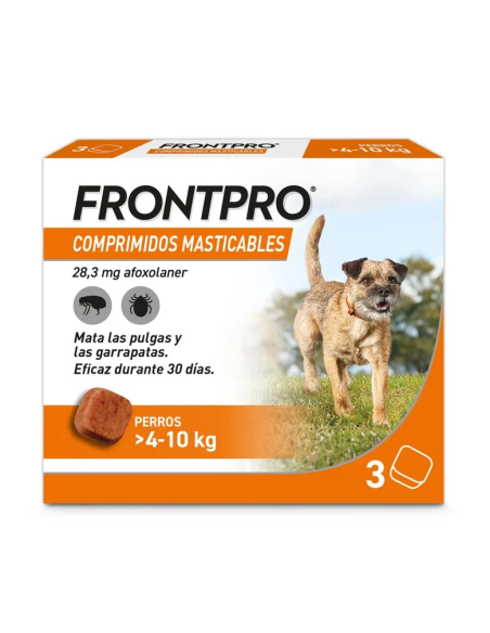 Frontpro Antiparasitaire pour chiens, 3 comprimés à croquer 4-10 kg (m)