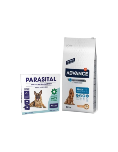 pack d’épargne ADVANCE adulte poulet moyen 14 kg + collier parasite