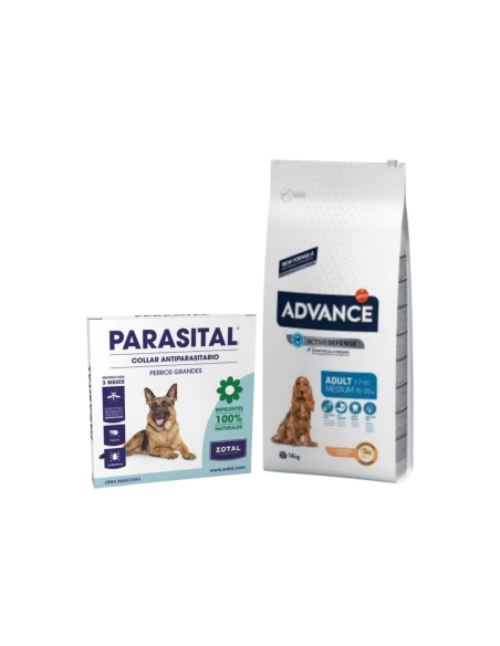 saving pack ADVANCE adult medium chicken 14 kg + Parasitic collar