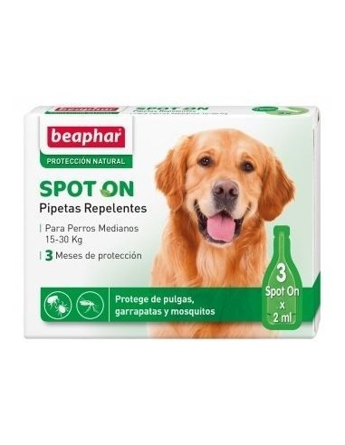 pipetas repelentes BEAPHAR para perros de raza media, 3 x 2 ml