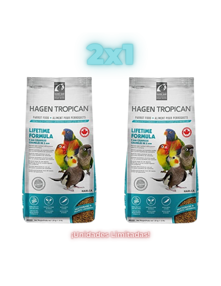 Oferta 2x1 pienso para agapornis, ninfas y pequeñas psittacidas TROPICAN 820 gr