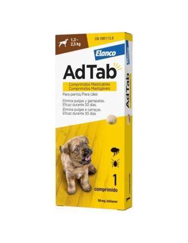 ADTAB 56 MG DOGS (1.3-2.5 KG) 1 BROWN CHEWABLE TABLET