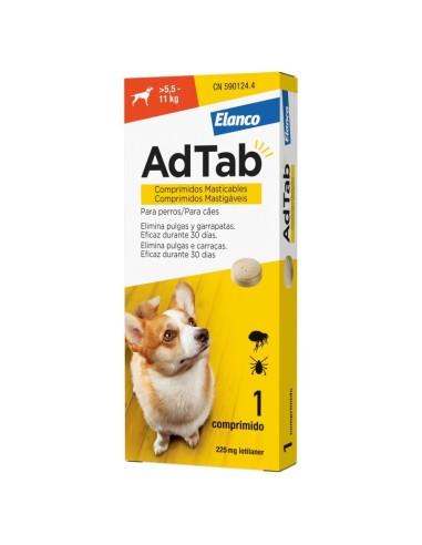 ADTAB 225 MG DOGS (5.5-11 KG) 1 RED CHEWABLE TABLET