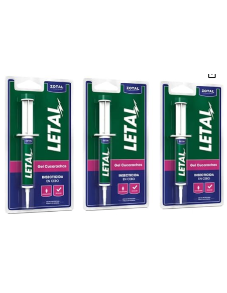 Pack de 3 Insecticida LETAL TRX ZOTAL en cebo contra cucarachas, total 30 gr