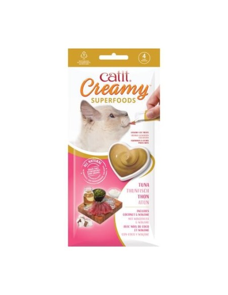 Snacks para Gato CATIT Creamy HAGEN Superfood Atun y Cocowakame 4 x 10gr