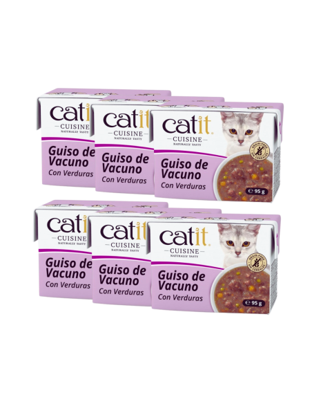 Pack 6 x 95 gr CATIT CUISINE VACUNO CON VERDURAS