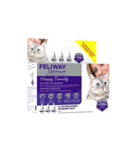 Antiestres para gatos FELIWAY OPTIMUM recambio pack 3 uds x 48 ml