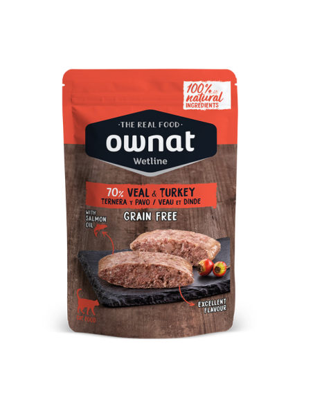 OWNAT WETLINE gato, con Veal& Turkey 12 x 85 gr