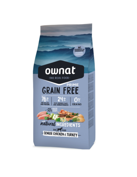 OWNAT Perro GRAIN FREE PRIME SENIOR POLLO Y PAVO 12 kg