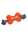 juguete para perro KONG Hueso TPR con cuerda 9 cm - Talla S Naranja