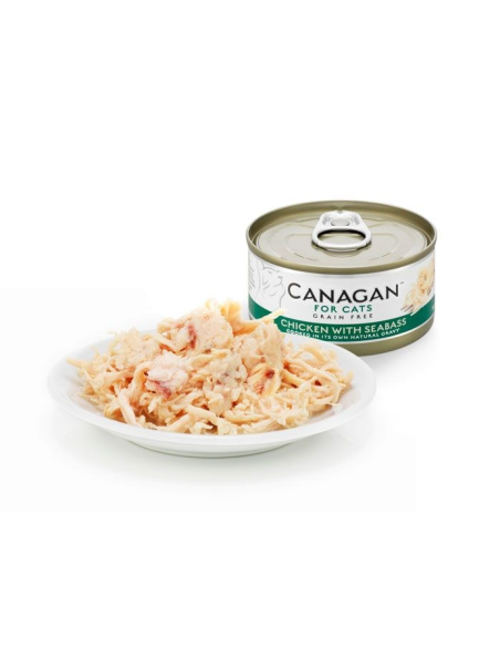 Canagan Lata para Gatos de Pollo con Lubina 12 X 75g: Comida Húmeda Natural y Sabrosa - CPA