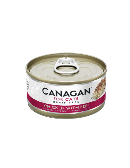 Canagan Lata para Gatos de Pollo con Ternera 12 x 75g: Comida Húmeda Natural y Sabrosa - CPA