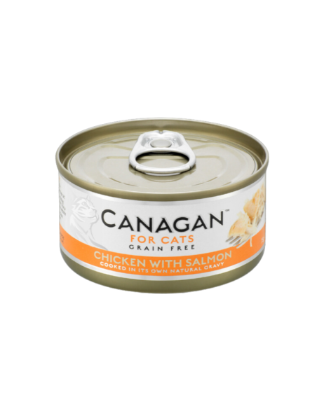 Canagan Lata para Gatos de Pollo con Salmon 12 X 75g: Comida Húmeda Natural y Sabrosa - CPA