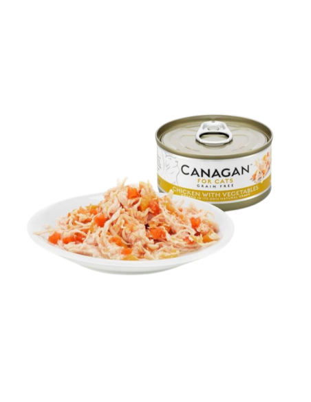 Canagan Lata para Gatos de Pollo con Verduras 12 x 75g: Comida Húmeda Natural y Sabrosa - CPA