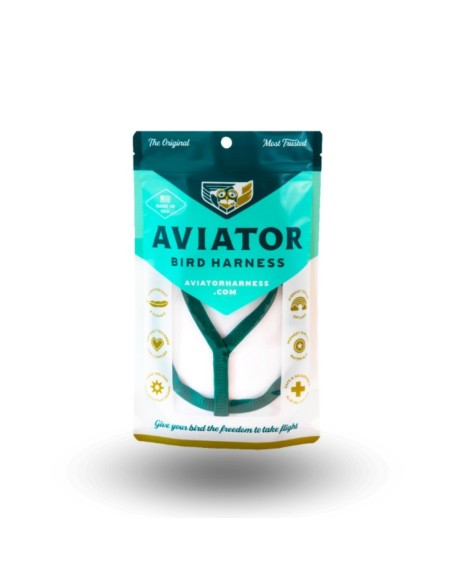 Arnes para aves THE AVIATOR verde talla MINI menos de 75g