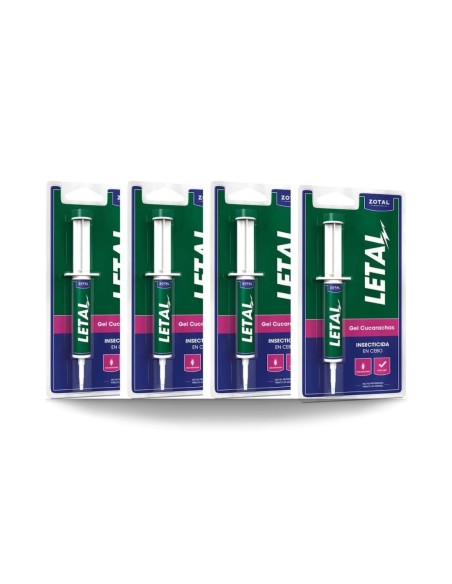 Pack de 4 Jeringas LETAL Gel - Eliminador de Hormigas y Cucarachas - Control de Plagas