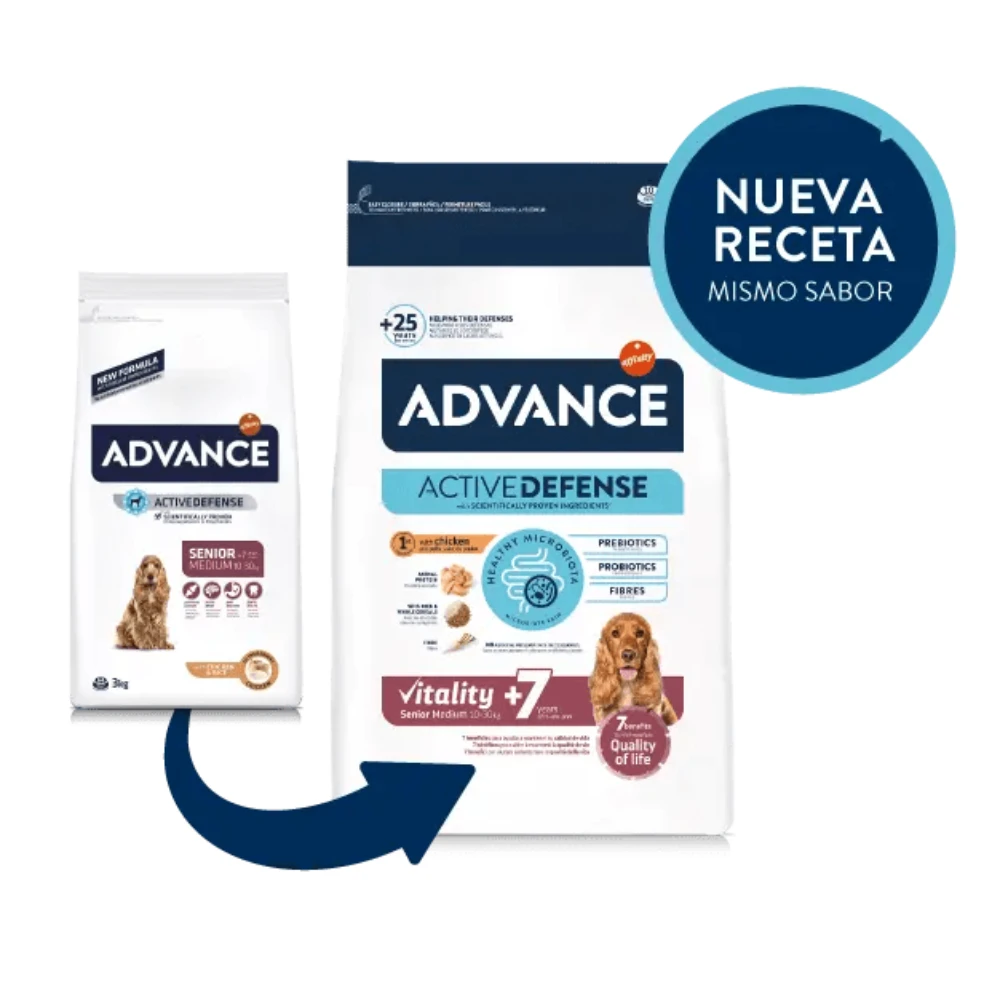 Pienso Para Perro Adulto Med ADVANCE Senior De Pollo Y Arroz 12kg